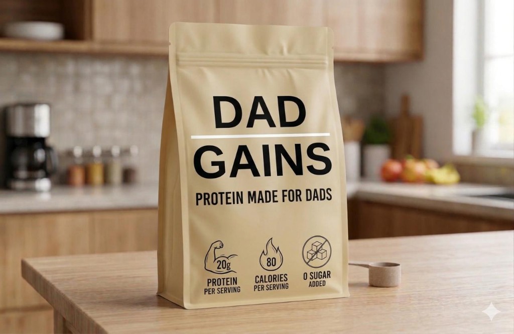 Dad Gains clear protein — Lemonade pouch (tap for product page)